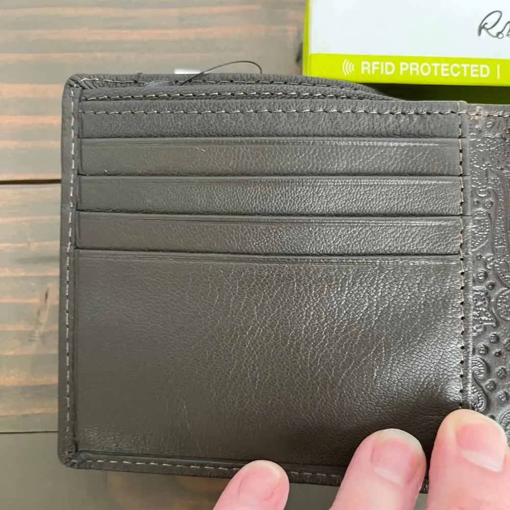 Robert Graham Namea I Brown Leather Bifold Men's Wallet RFID Blocking New in Box